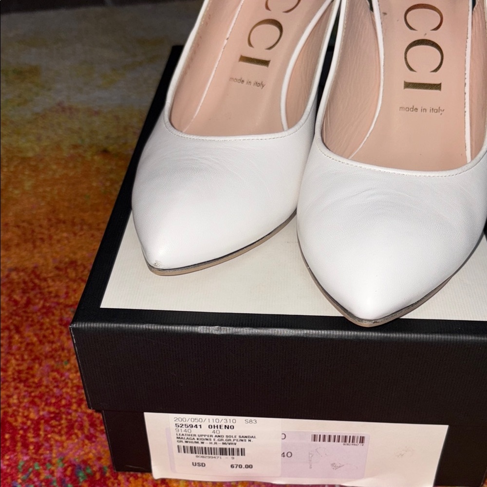 Gucci Sylvie White Leather Heels sz 40